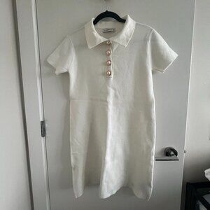 Zara white collared knit dress with buttons